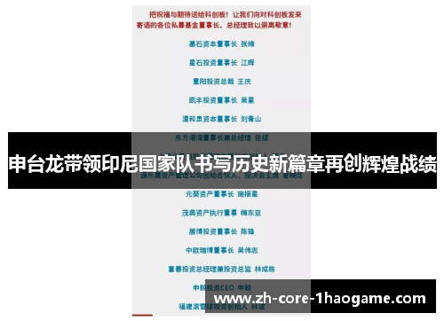 申台龙带领印尼国家队书写历史新篇章再创辉煌战绩 申台龙带领印尼国家队书写历史新篇章再创辉煌战绩